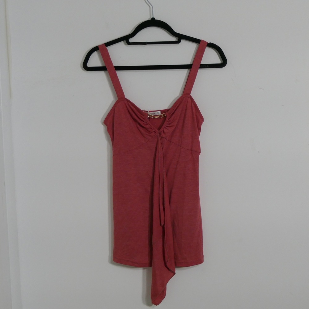 Dressfo‎ Women Cami Top 6 Red Chain Detail Draped Coquette Romantic Feminine